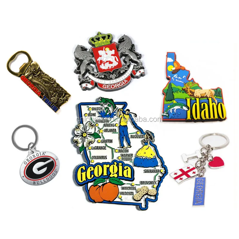 Metal keyring custom logo fridge magnet cities bottle opener souvenir Georgia building