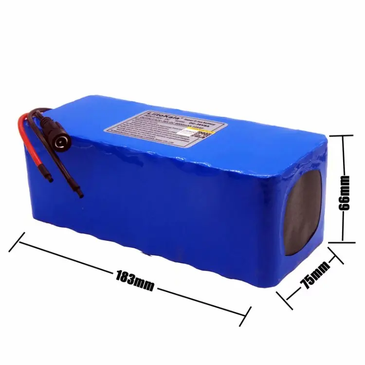 Lithium Battery 18650V Bicycle Electric Battery with PVC DO Case for LiitoKala 36V10AH 500Electric Bicycle Charger 42V2A