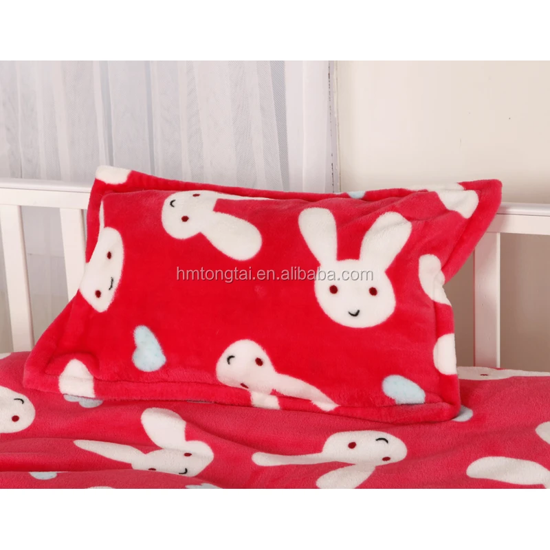 
Flannel coral fleece quilt 3 pieces sets for kindergarten child and baby cute rabbit style 