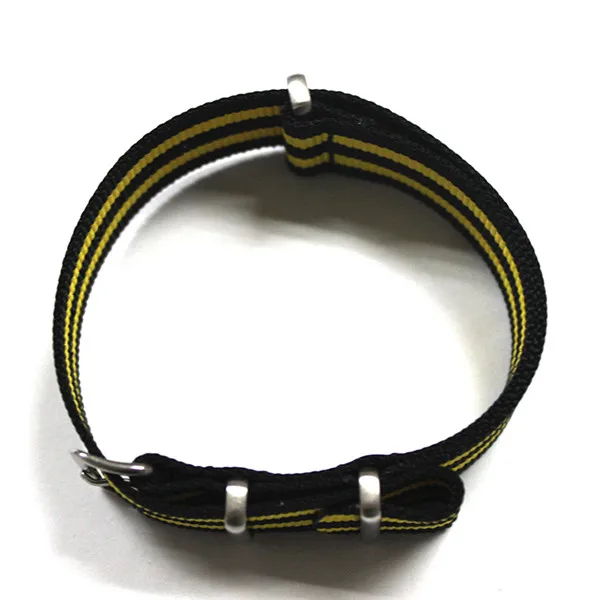 Black yellow black yellow black ring nylon webbing watch strap