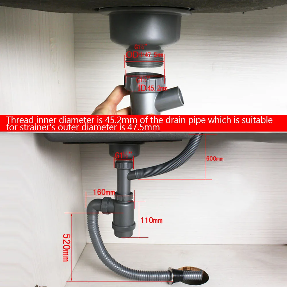 New design 1.5 inch Plastic tube Kitchen sink waste kit drainpipe pipe