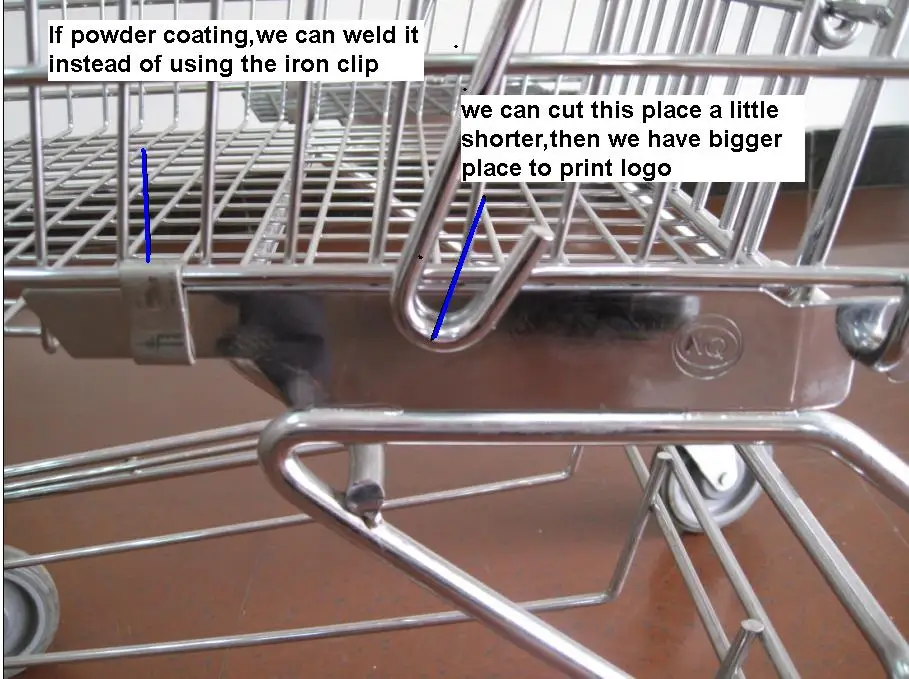 MOQ 50 PCS 150L Chrome Plating Supermarket Shopping Cart, Shopping Trolley With 4 Wheels