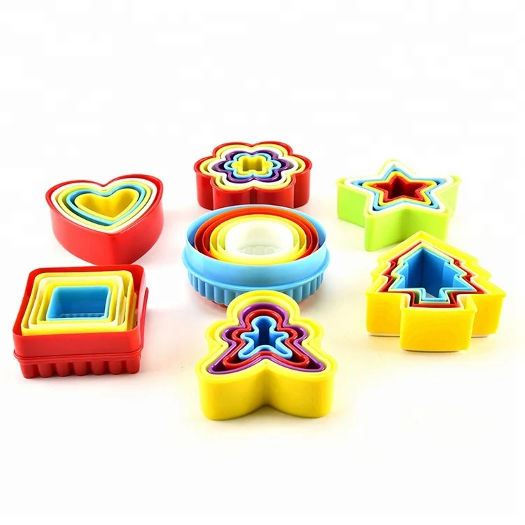 37 шт. разноцветные пластиковые формочки для печенья разных размеров