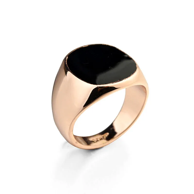 
Simple Cheap Real Gold Plated Ring Design Black Oil Drop Men Ring Jewelry without Gemstones 