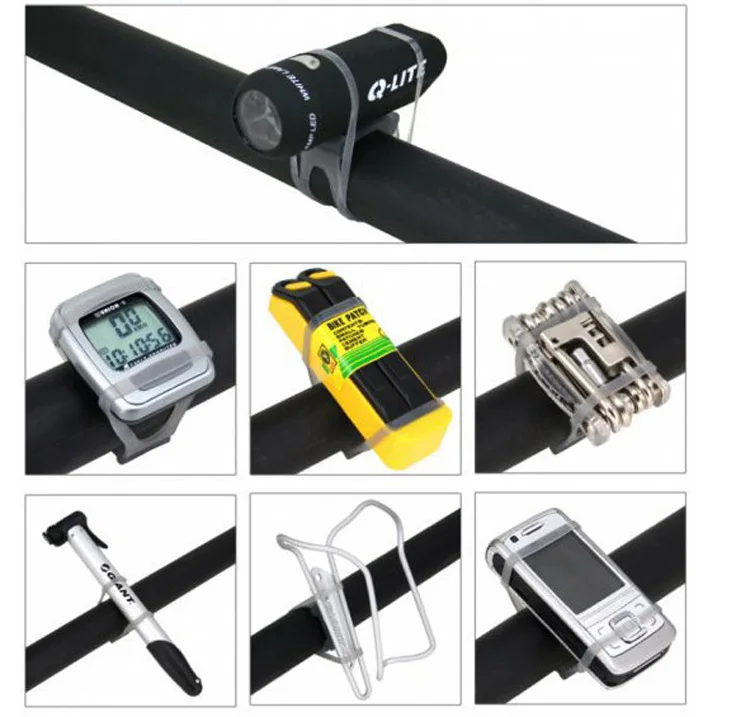 MTB Cycling Bike Bicycle Silicone Band Flash Light Flashlight Phone Strap Tie Ribbon Mount Holder