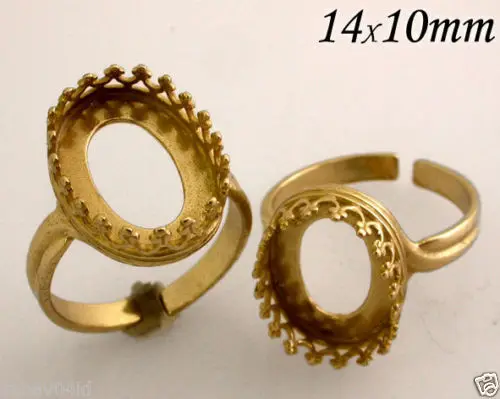 14x10mm Cast Anti Tarnish Shiny Brass bezel cup Ring