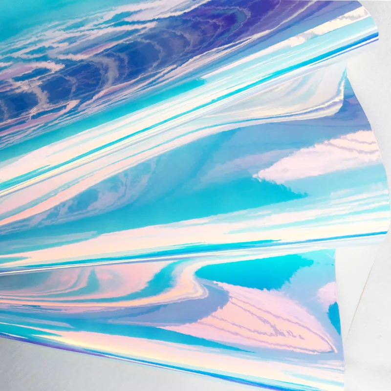 2019 fashion garment material holographic laser rainbow soft synthetic PU leather