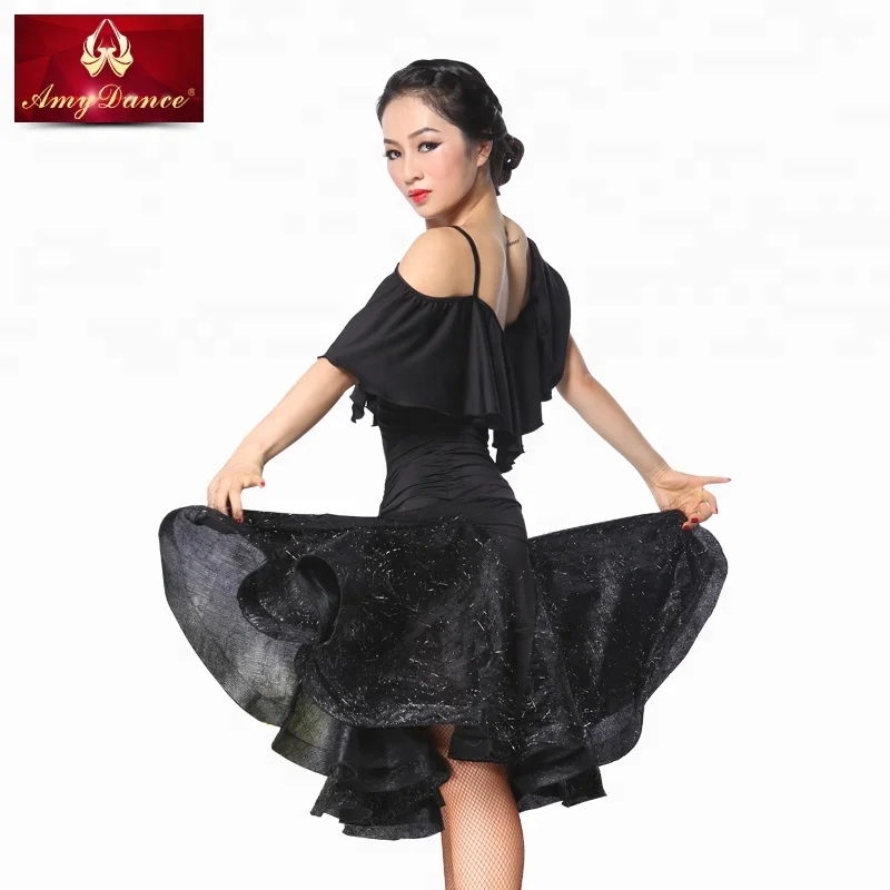 
Cloak style sexy strapless pleated waist dancing latin ballroom dress with shiner chiffon skirt latin dance costume 