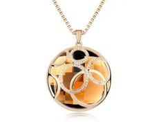 Champagne cristal largo collar de la mujer traje único de la joyería hecha con Swarovski elementos de la señora grandes collares de la joyería 3 colores