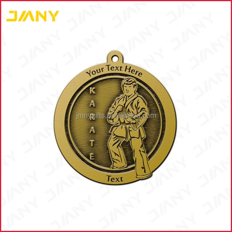 Custom Made Wholesale Gold Plated Metal Award Karate Medal