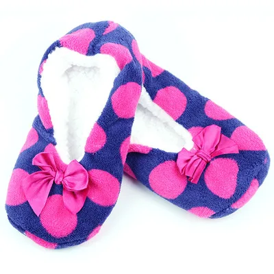 Women Coral soft sole household slippers and hosiery with silicone plastic outsole anti-slip warm floor shoes