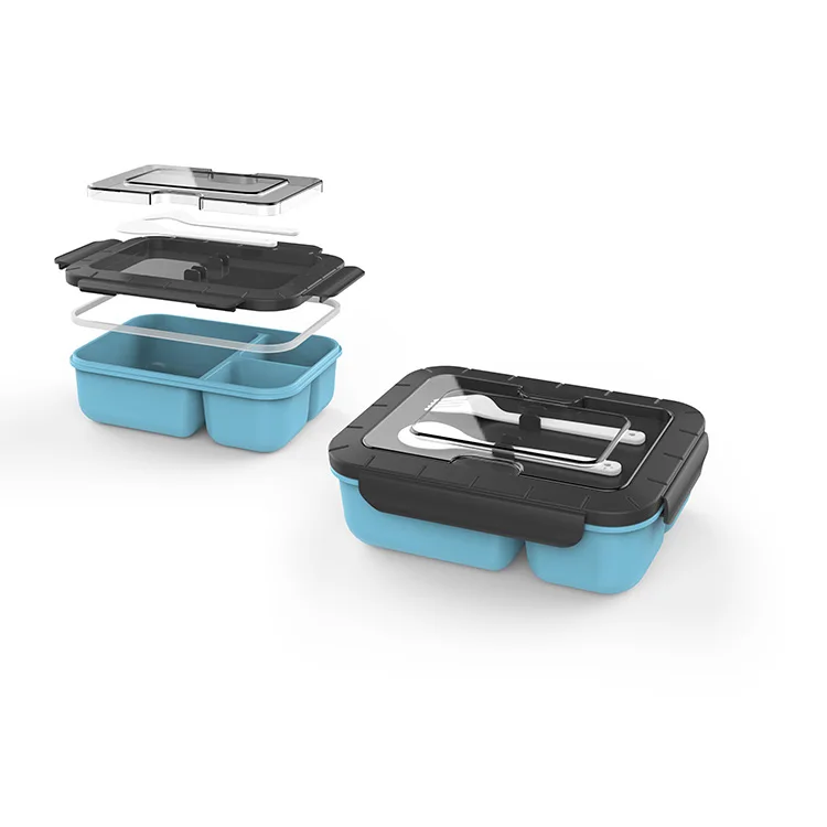 High Quality PP Food Packaging Grade Plastic Lunch Boxes Container Three Sub Box