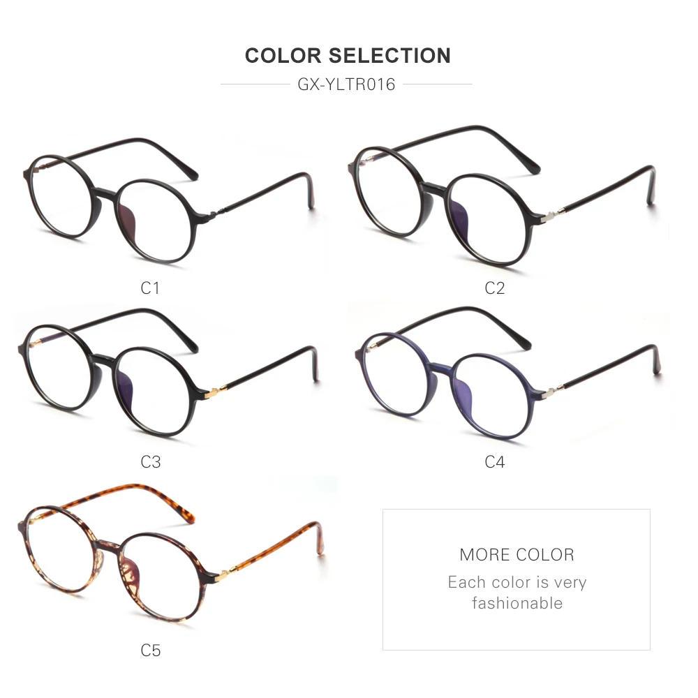 2020 New Designer Big Round Type Plastic Full Frame Cute Ladies Optical Frame tr90 Blue Light Block Eyeglasses