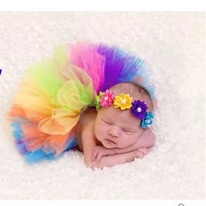 
Photo props ruffle infant tutu skirt for girls with headbands 