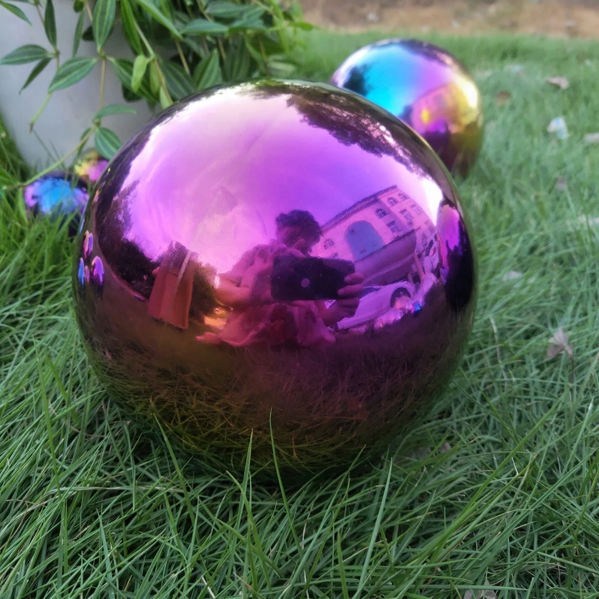 Outdoor Decorative Electroplate Gold Metal Sphere Garden Ball Steel Ball