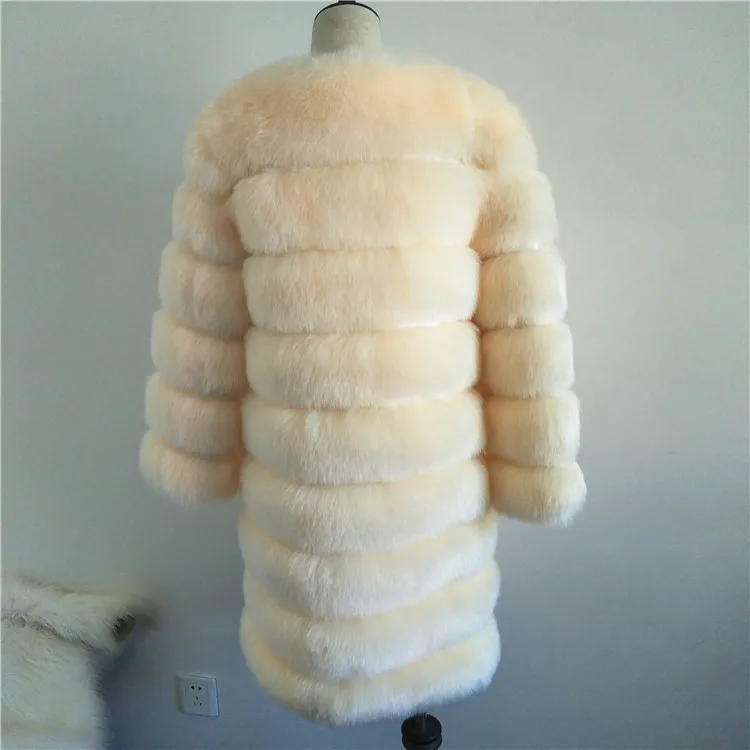 Fashion Long design winter warm faux fox fur coat for women