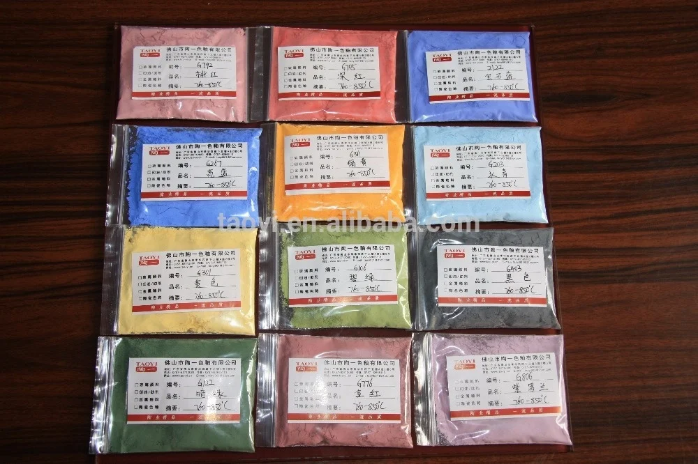 
inorganic crystal melt glass mosaic pigments firing 800C 