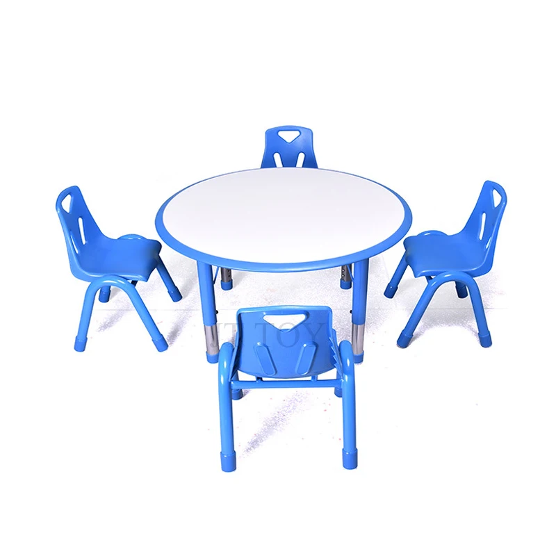 JQ Kindergarten Children School Classroom Furniture Furniture Kids Adjustable Study Plastic Fireproof Table and Chair for sale