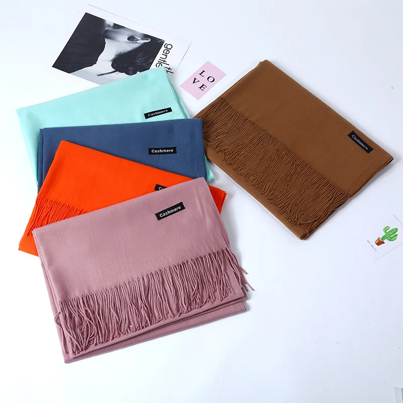 Женские большой мягкий кашемир чувствовать себя пашмины шали палантины зима легкий шарф