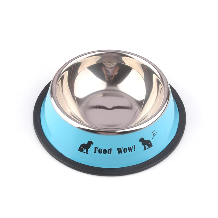 Миска для домашних животных с индивидуальным логотипом, оптовая продажа, миска для собак из нержавеющей стали с нескользящим резиновым кольцом