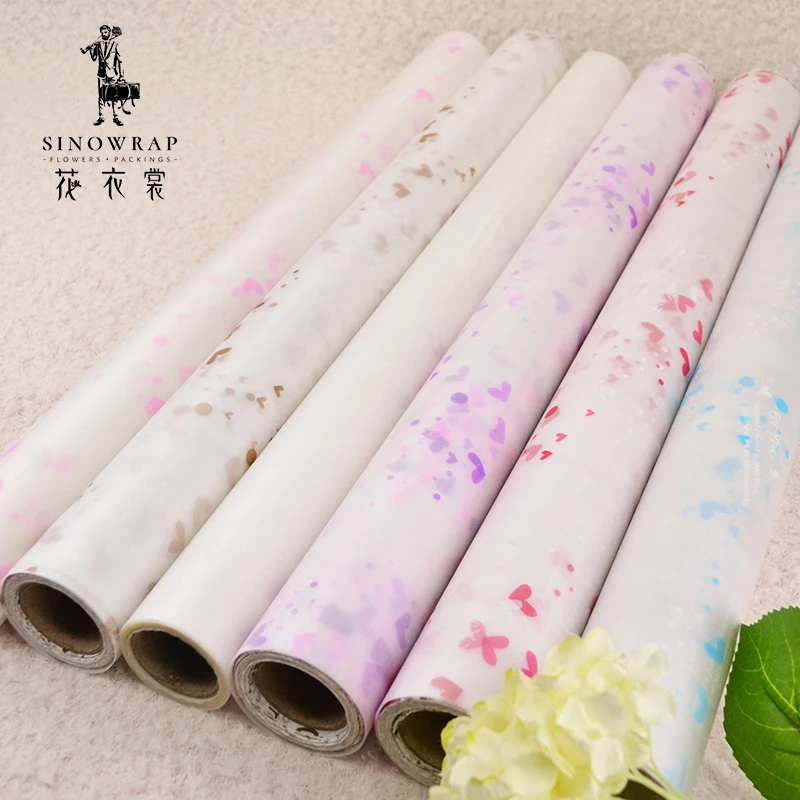 
factory wholesale fresh flower packing printed transparent wrapping paper roll 