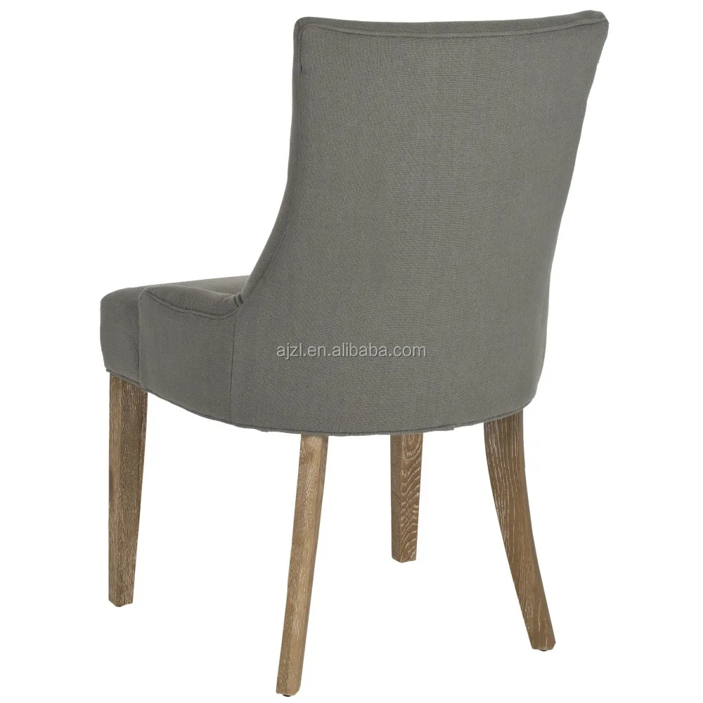 
antique Oak wood/ linen fabric Dining Chairs 