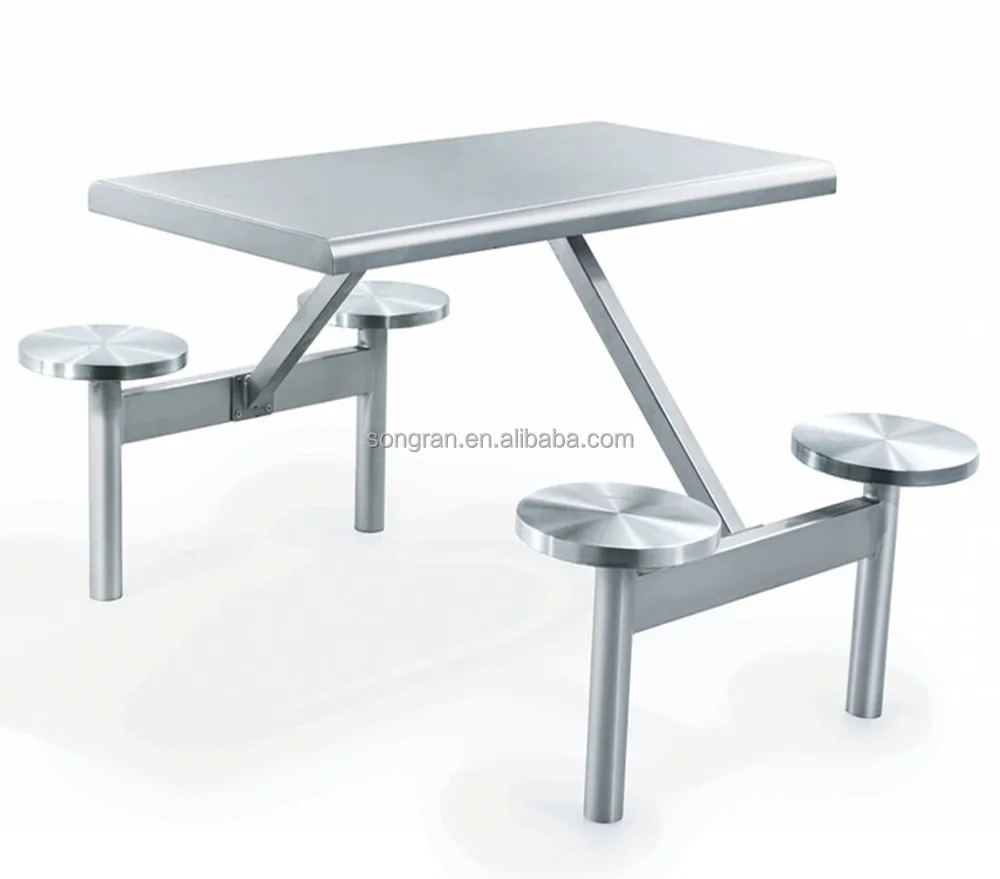 4-seater metal fast food tables canteen tables and chairs