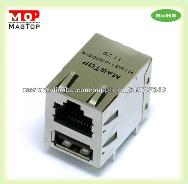10/100/1000 Base-TX Intergrated Магнитный трансформатор RJ45 разъем с USB