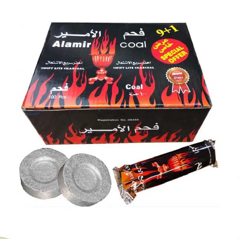 alamir coal 100pcs black round charcoal for hookah