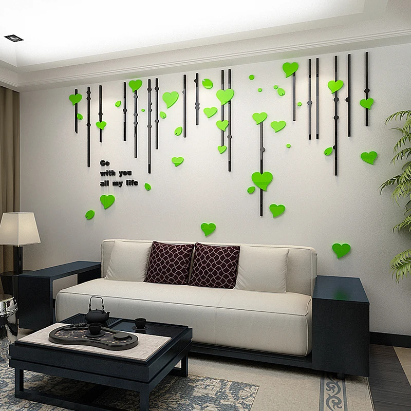 Home Interior decoration wall decal TV background living room heart shaped 3d self-adhesive wall stickers