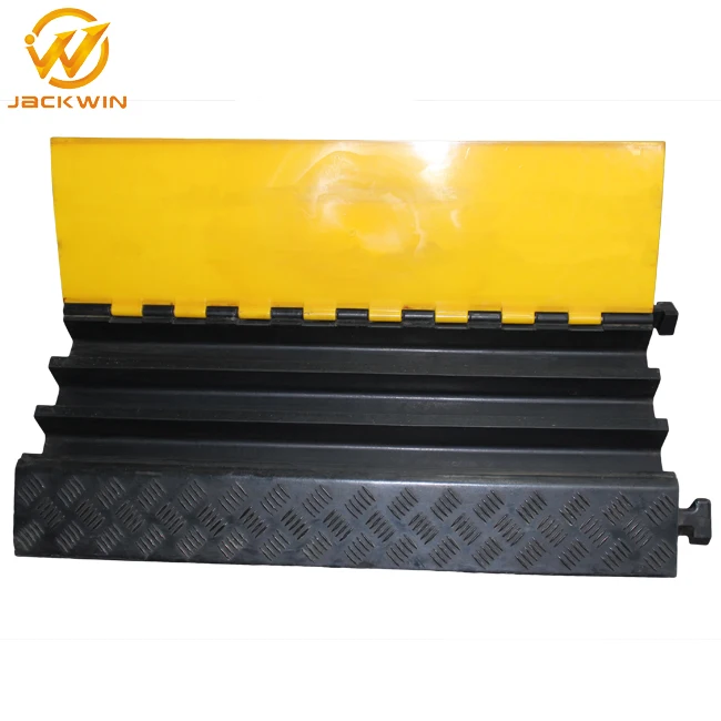 3 Channel Rubber Cable Pipe Hose Protector, Heavy Duty Cable Ramp