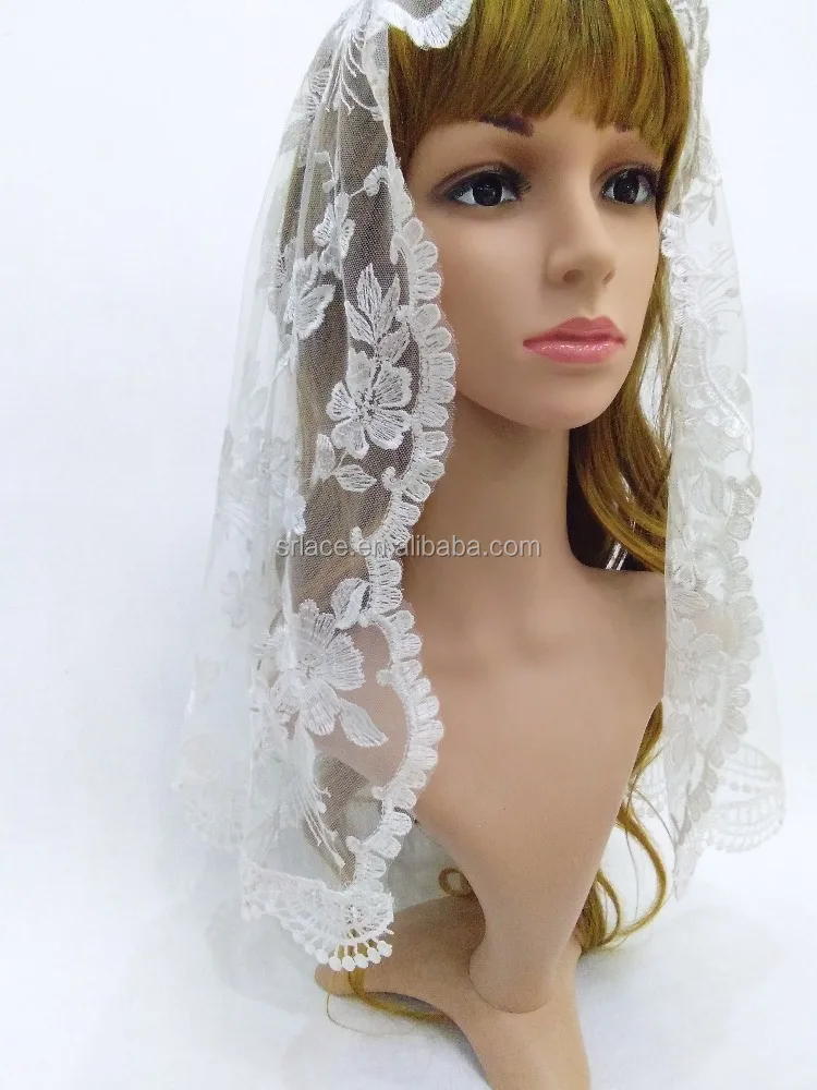 
White Embroidery Lace Mantilla Spanish Lace Veil Mantilla 