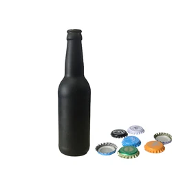 330ml  matt black beer bottle for sale custom  logo  size  painted glass beer bottle CY-1158