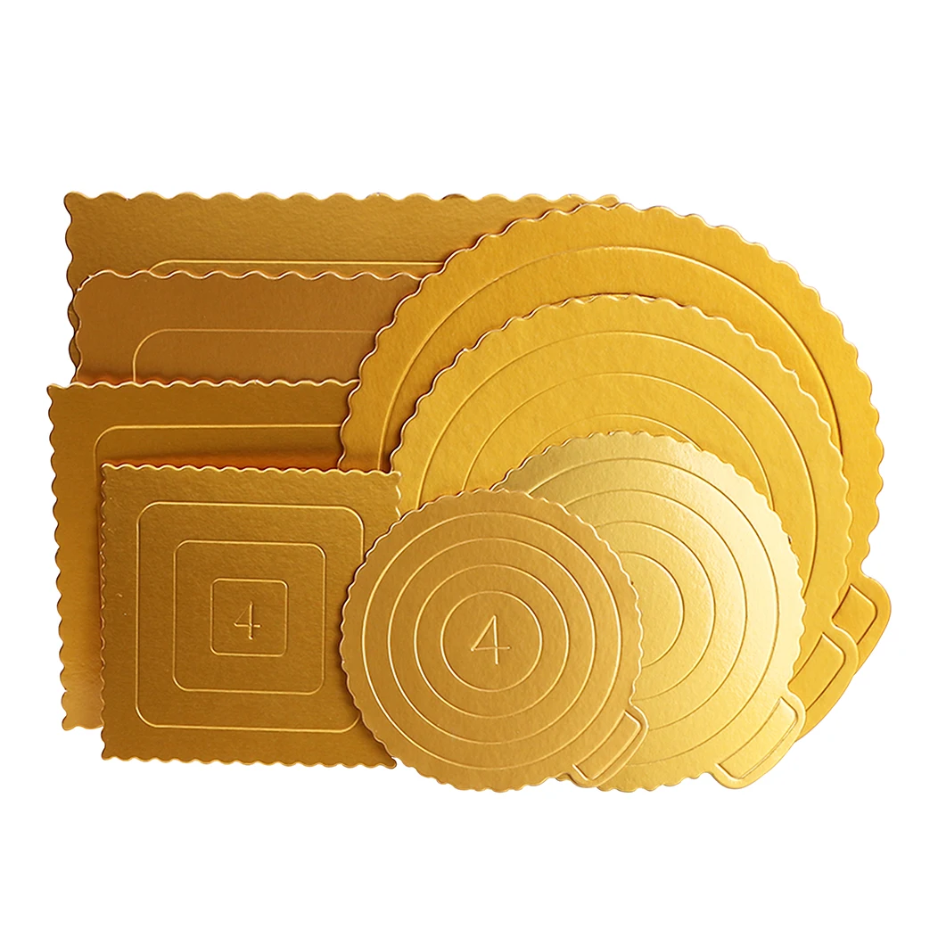 Cake paper tray round/square golden three-layer thickened oil-proof wavy edge birthday cake moustor hard paper pad