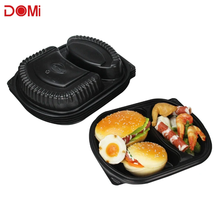 
Domi 2 compartment hot microwave food container plastic disposable lunch box 