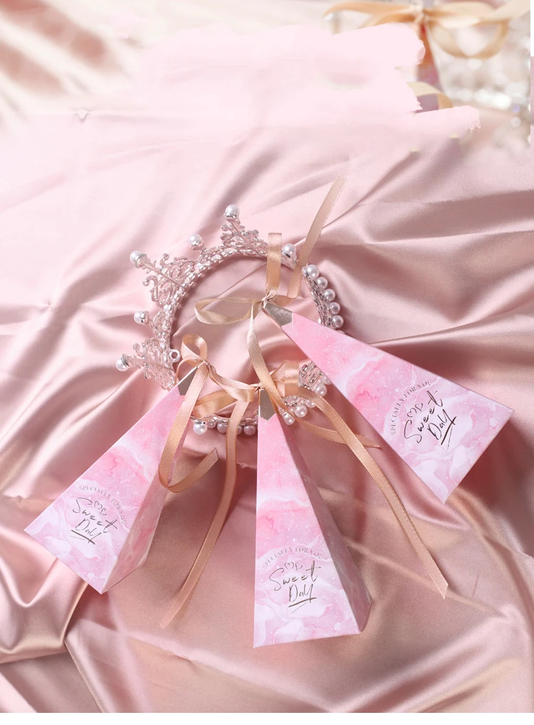 Triangular Pyramid Shape  Marble Paper Gift Boxes for Chocolate candy Packing