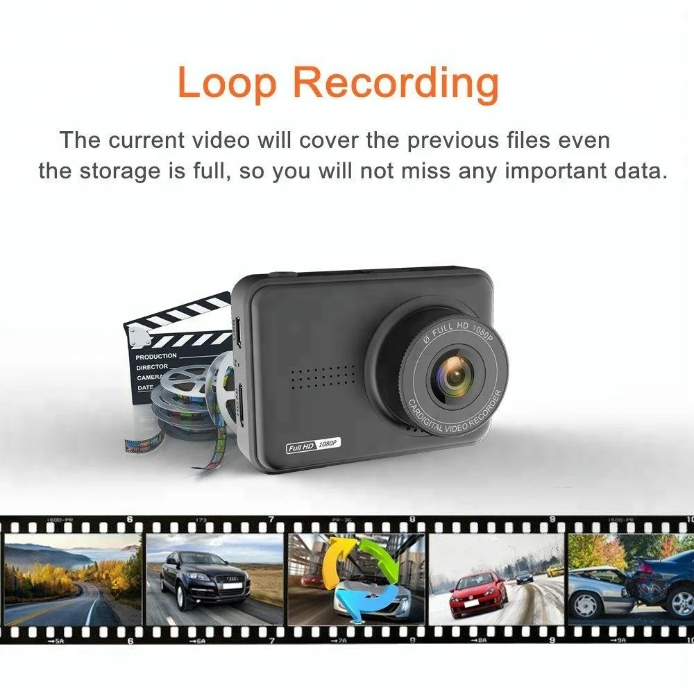 Mini 2.45 inch full hd 1080p 170 degree dual lens car dvr camera with night vision