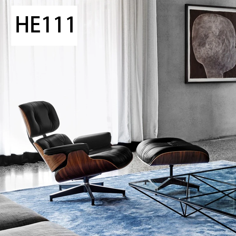 Luxury Indoor Swivel Leather Lounge Chair with ottoman Armchair Living Room luxury leisure chair