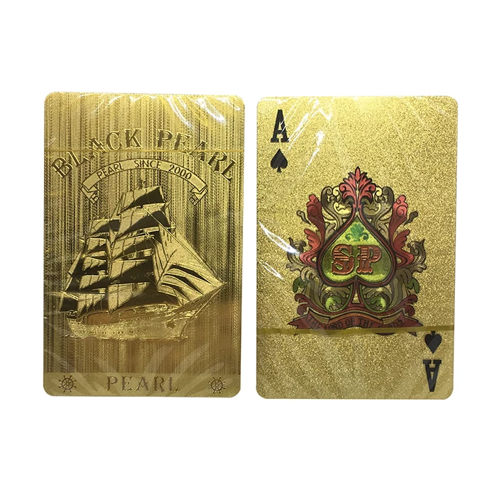 
GS-18148 PET Playing Cards Poker Table Game 24k Golden Plated Poker 