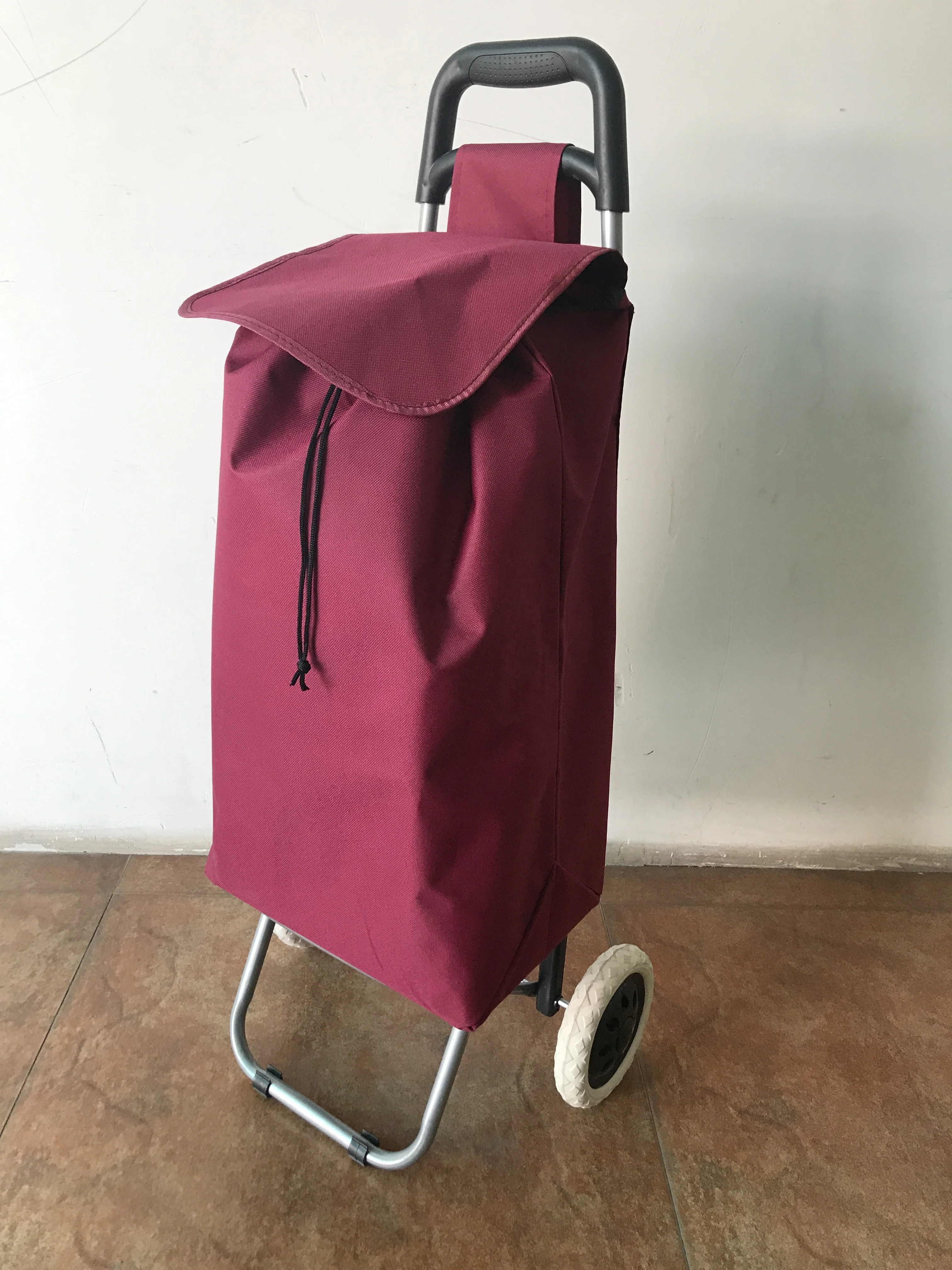 2019 new style Foldable pack roll folding plastic shopping trolley with wheels