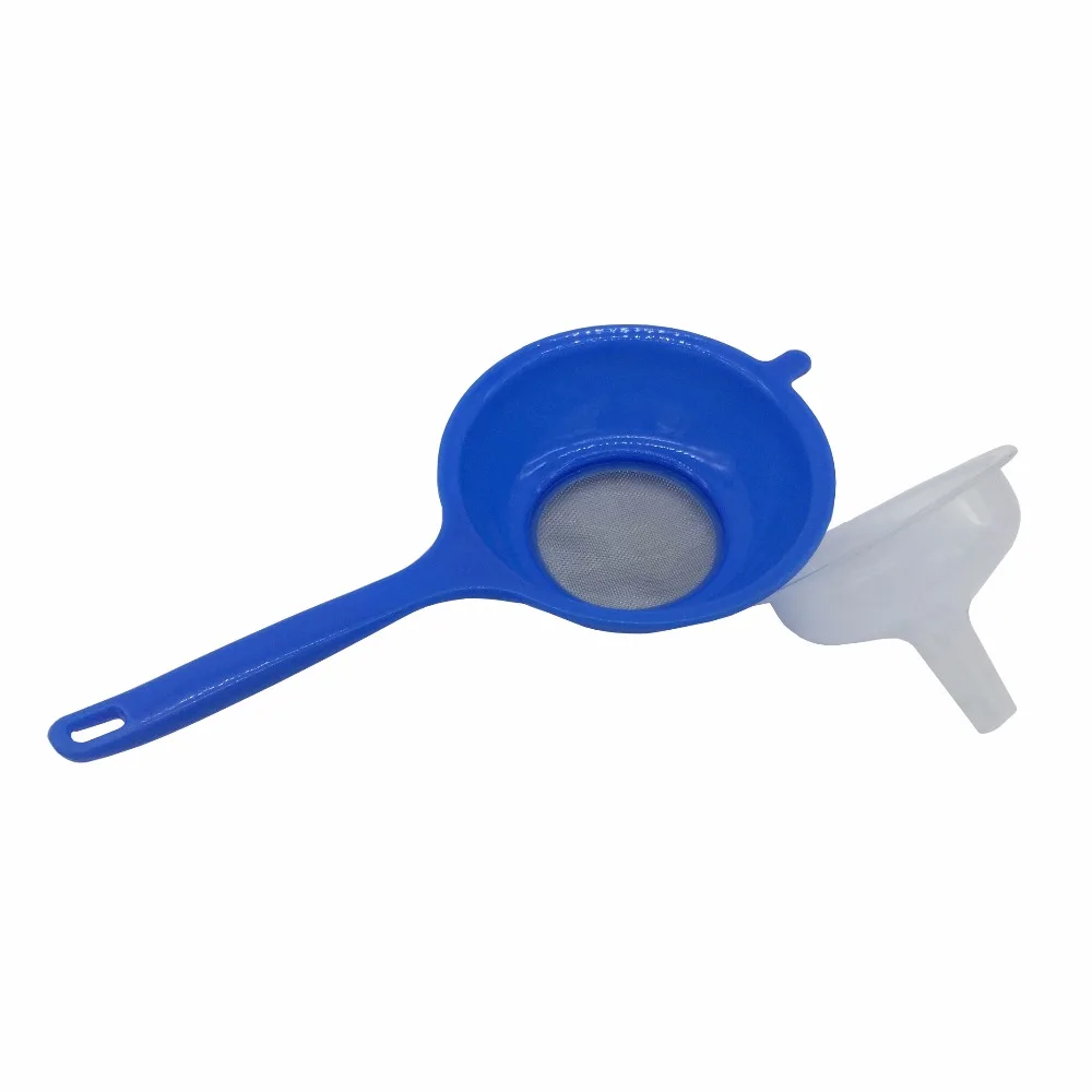 QM wholesale food grade funnel long handle meadow plastic funnel with filter screen for milk the cow