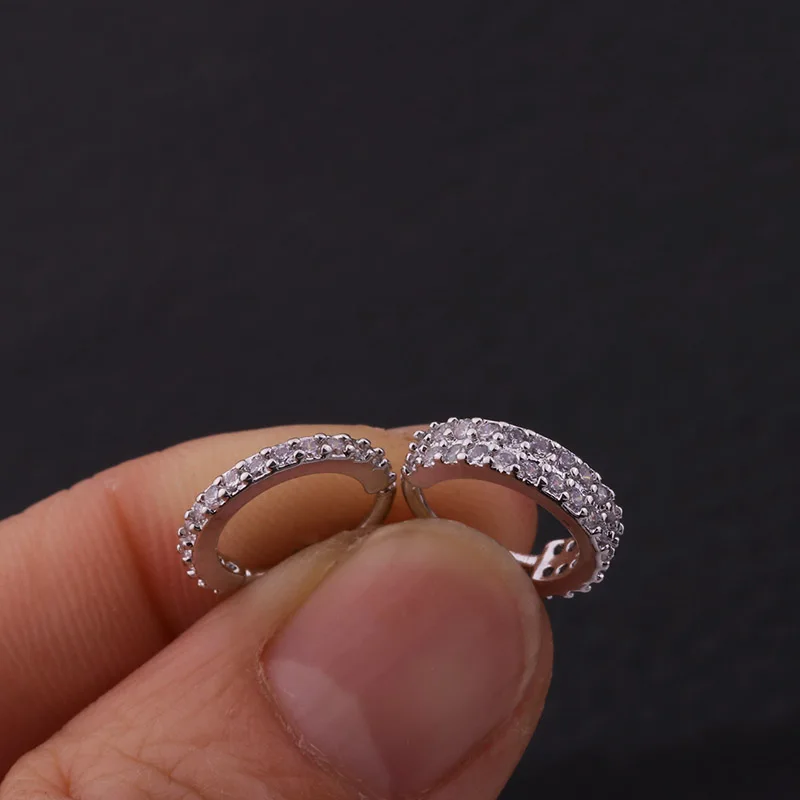 Silver And Gold Plated Copper Cz Hoop Clicker Helix Cartilage Earring Daith Snug Rook Tragus  Nose Piercing Jewelry Wholesale