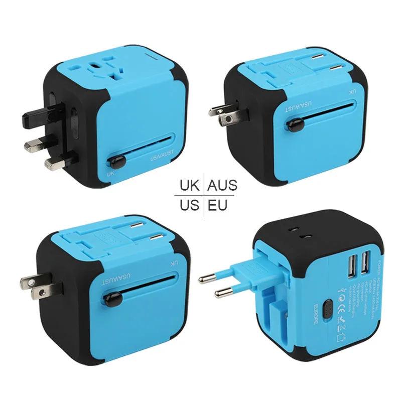 Hot rubber oil painting Otravel SL-176 universal world travel adapter kit with 2 USB port -UK,US,AU,AUS plug adapter