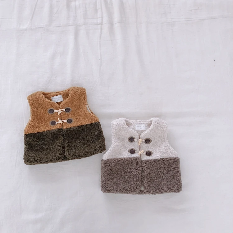 
3927/Winter stitching woolen small coat baby vest 