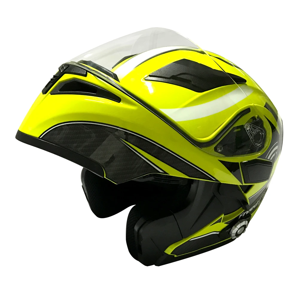 motorbike helmet design dot approved flip up 1500M range BT group-talking helmet with double visor