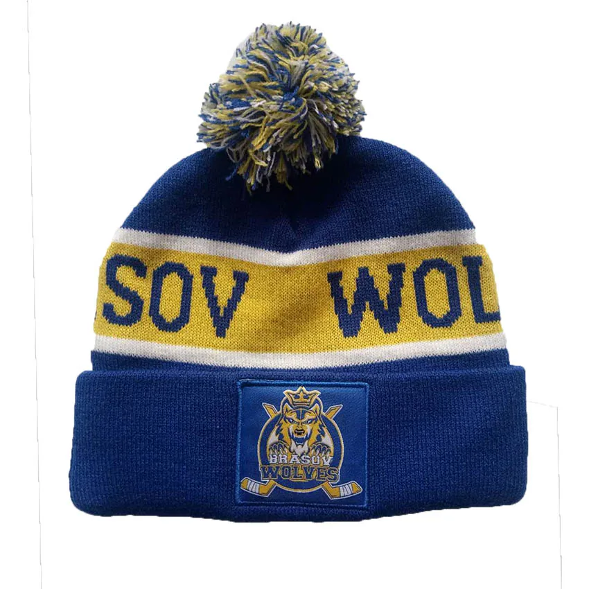 Mew custom fashion men cable knitted fake fur ball winter hat