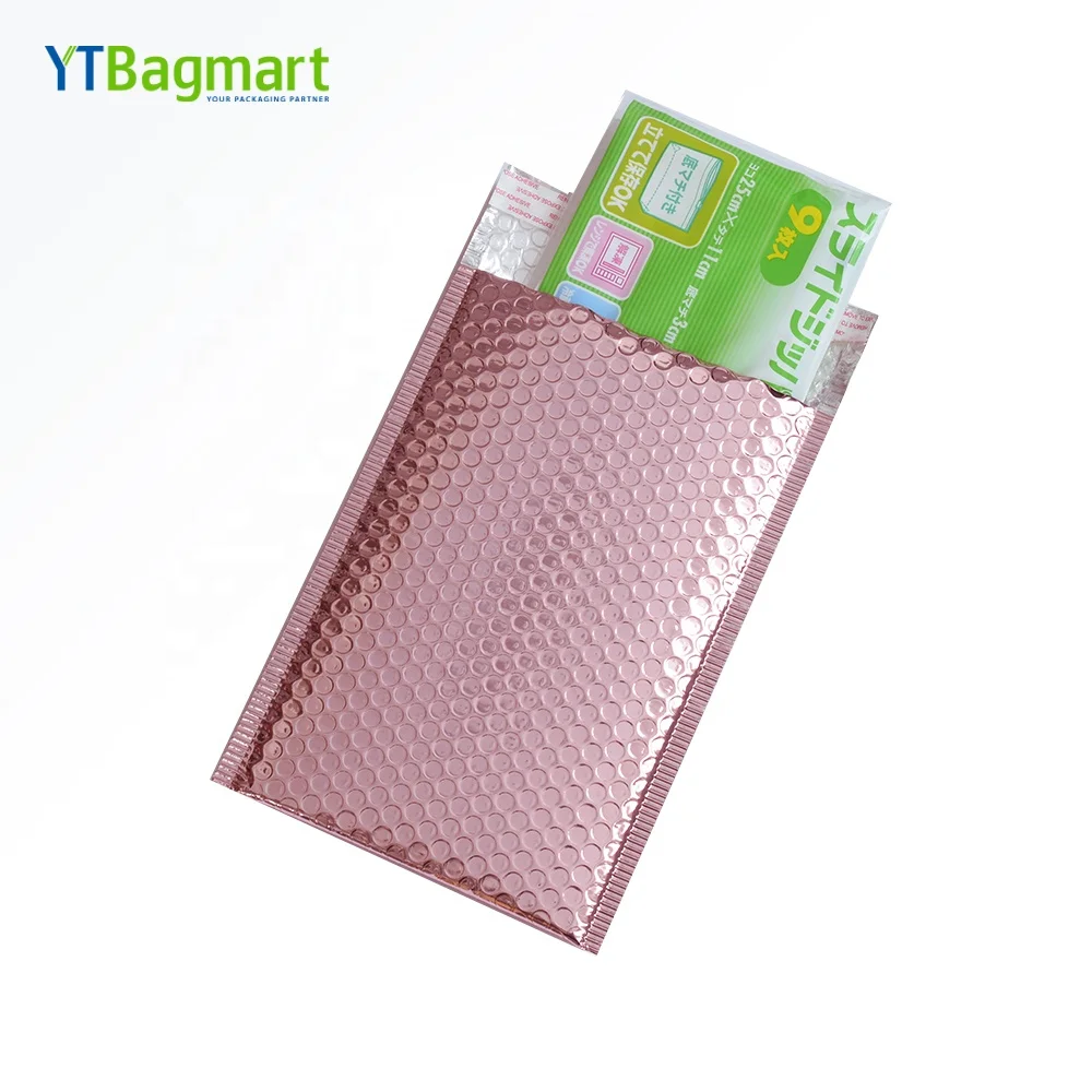 Оптовая продажа, пользовательский полиэтиленовый пакет для почтовых отправлений YTBagmart, доставка одежды, розовое золото, пузырчатая почта