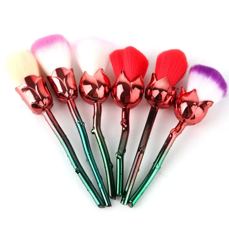 6pcs Rose Flower Makeup Brush Set for Face Powder Foundation Blush Brush Cosmetic Tools Golden Rainbow makeup brushes
