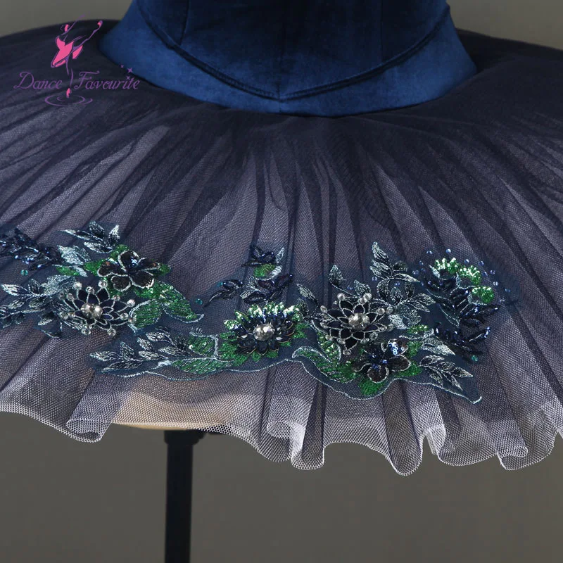 YAGP Dark blue  professional ballet dance tutu costume for girls and women performance pancake tutus BLL085