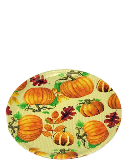 Лидер продаж, круглый пластиковый нескользящий поднос, 35 см, резиновый нескользящий поднос